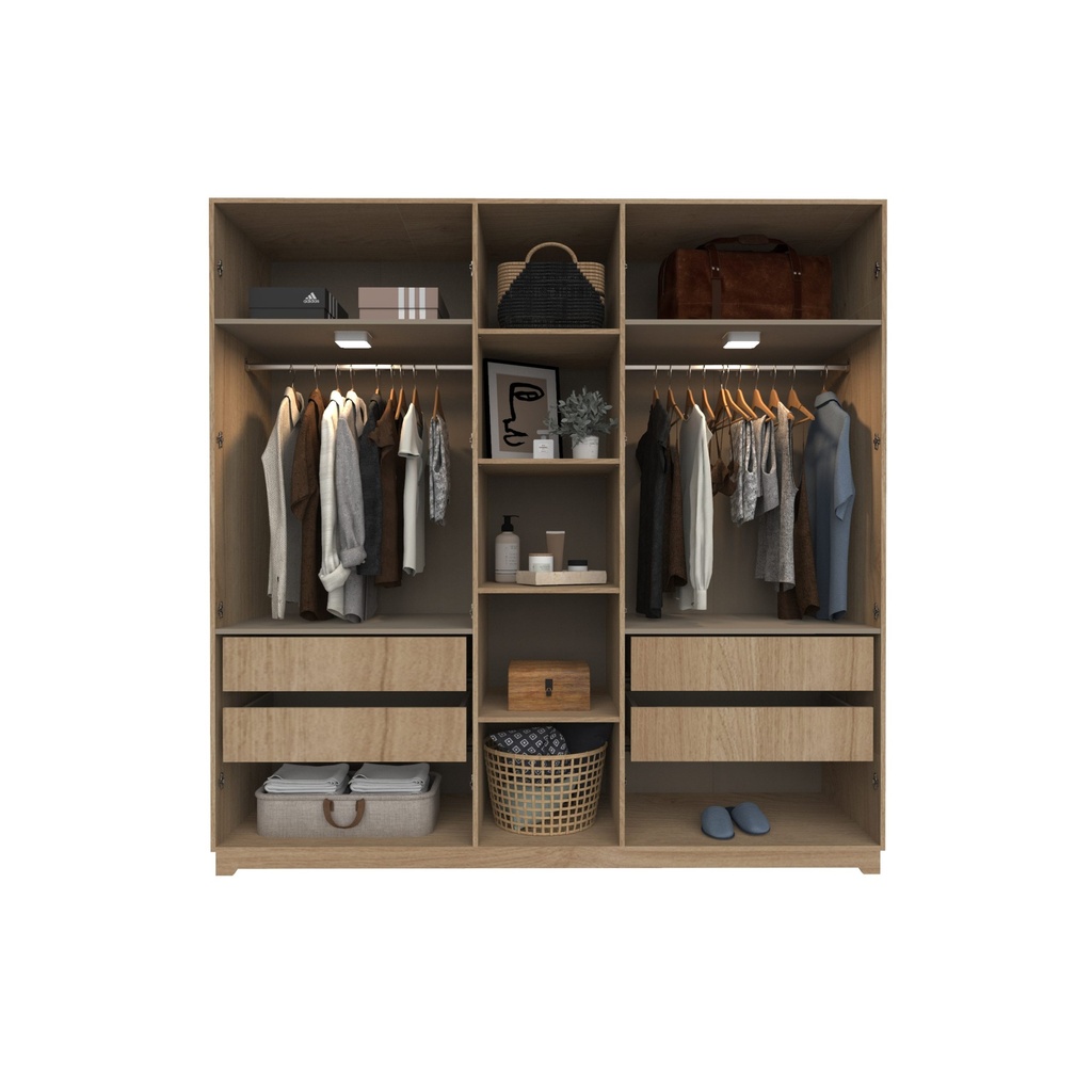 Ropero Nature 4 Puertas y 4Cajones 200x200x58cm(DNA02)