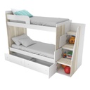Cama cucheta con escalera lateral 2cajones 80x250cm hel/bla