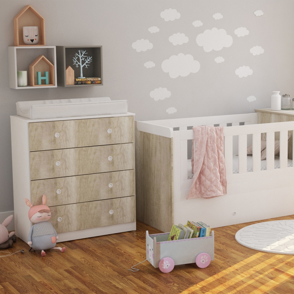 Cajonera 4Cajones 90Cm  Blanco/Helinski