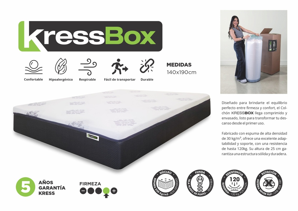 Colchon Kress Box 140X190X22