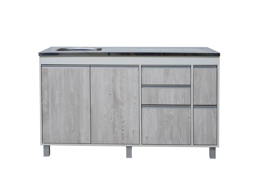 Bajo mesada Sorrento 1.4 - 2 Puertas - 5Cajones Cascina-Gris
