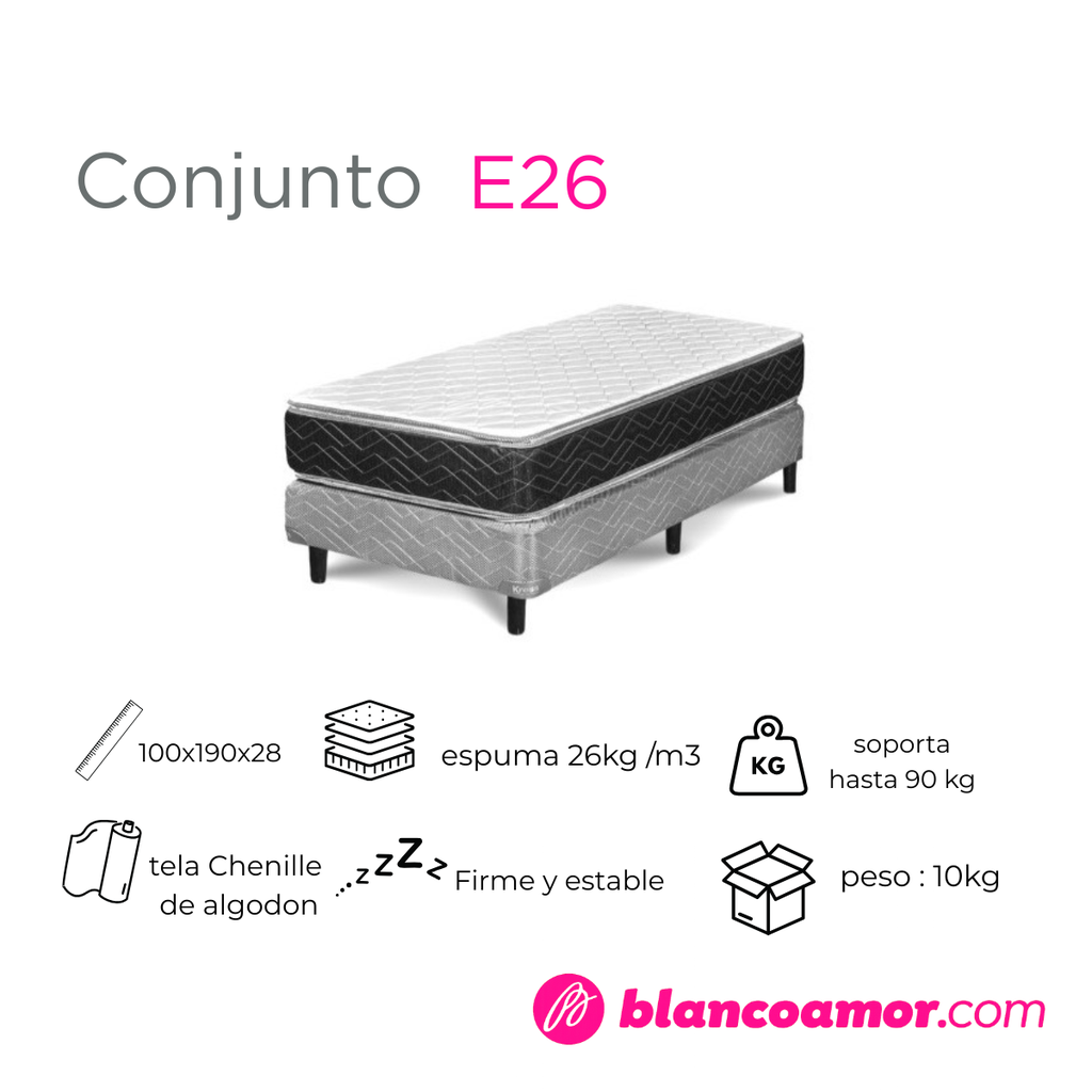Conjunto de colchón y sommier  (Gani) E26 Con Pillow 100 X 190 X 28 