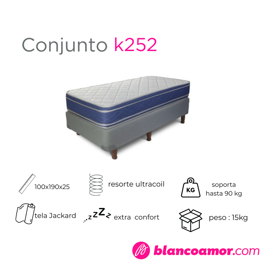 Conjunto de colchón y sommier K252 1.00 X 1.90 Azul