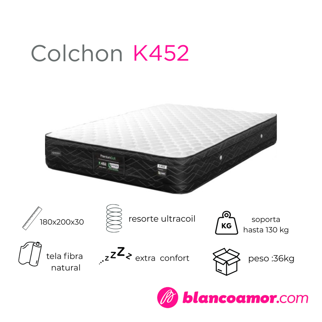 Colchon K452 1.80 X 2.00 X 0.27 Blanco C/Negro