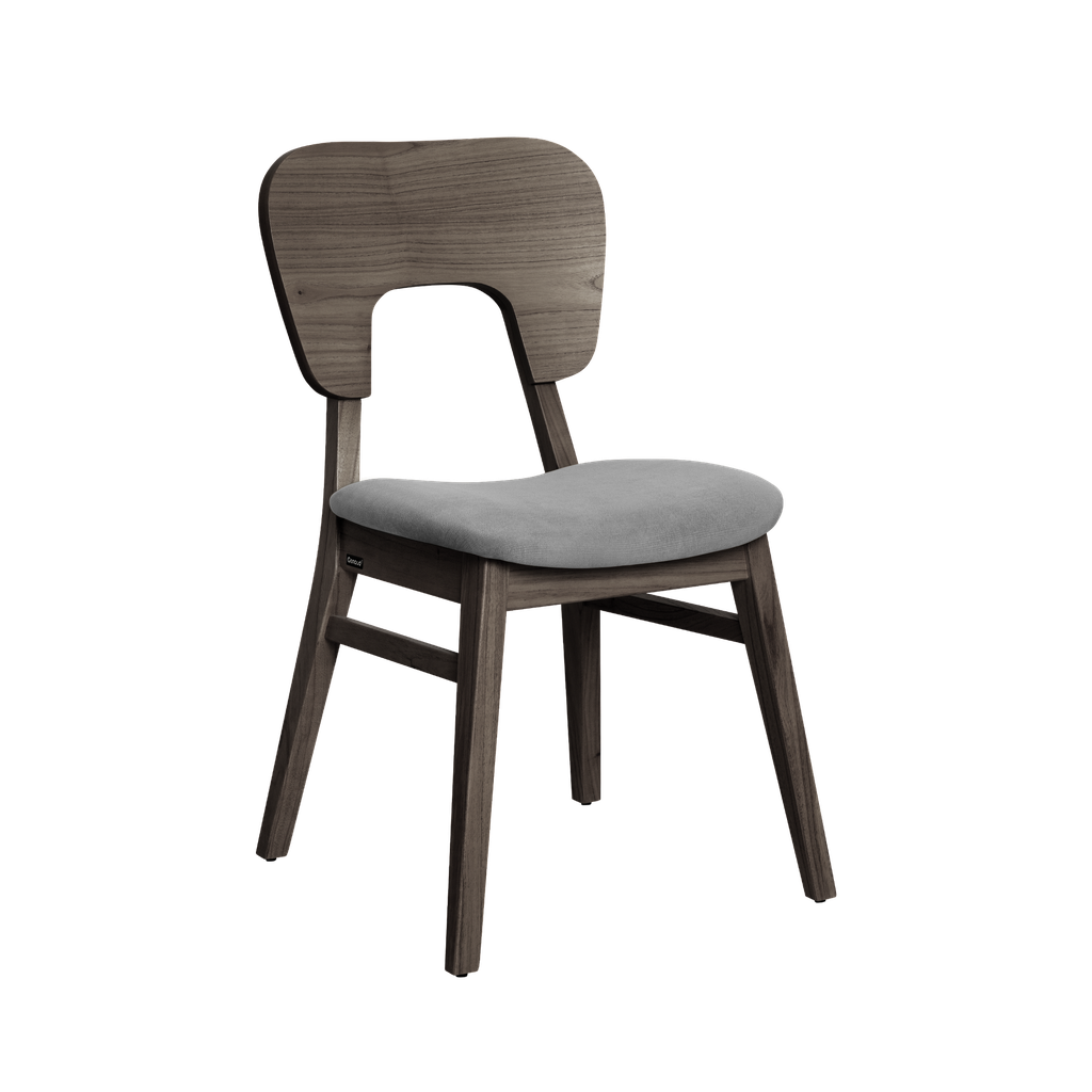 (D) Silla Naoto Ceniza Respaldo Madera Tapizado Gris Claro