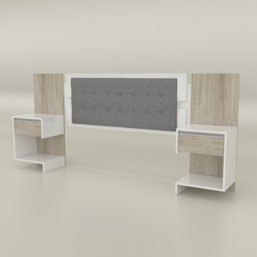 D - Respaldo Flex 140-160 Blanco /Hels Chenille Gris