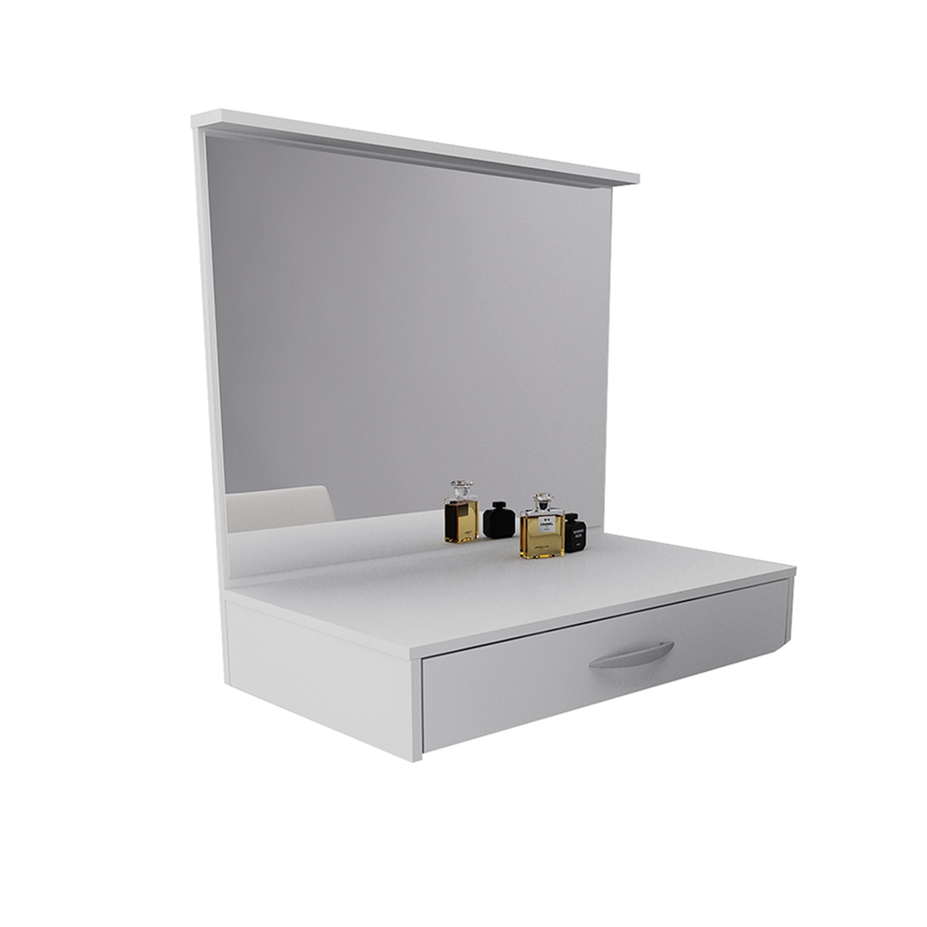 Tocador Maquillador Con Espejo Y Cajon Flotante Blanco