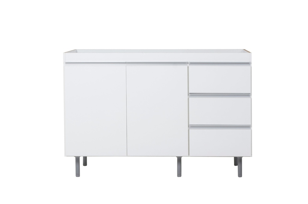 Bajo Mesada Arco 1.20 C/ 2pts 3caj. blanco aluminio