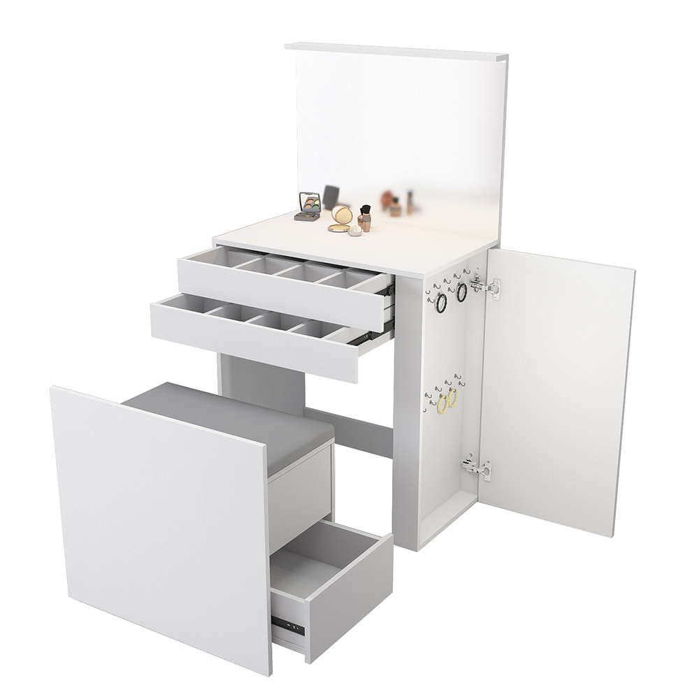 Tocador Maquillador Con asiento y espejo con Luz Led blanco