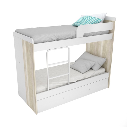 [1706-8HELBLA] Cama Cucheta con Escalera integrada y Carrocama 80X196 Cm