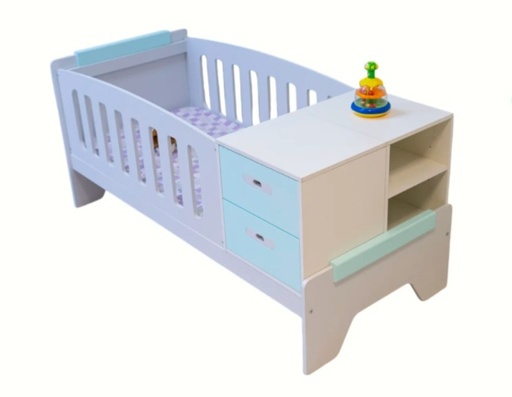 [100001251] D - Cuna Funcional Gio 1.99X0.90  Bco/Verde Aqua