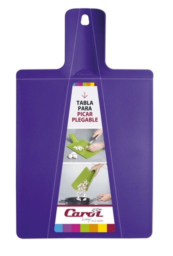 [7792281000611] Tabla Plastica Para Picar Plegable 29.5X26 Con Mango Colores: Blanco-Amarillo-Naranja-Rojo-Verde-Acqua-Violeta